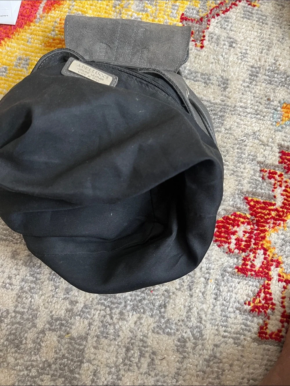 A. Bellucci genuine leather Italian made drawstring flap backpack travel boho